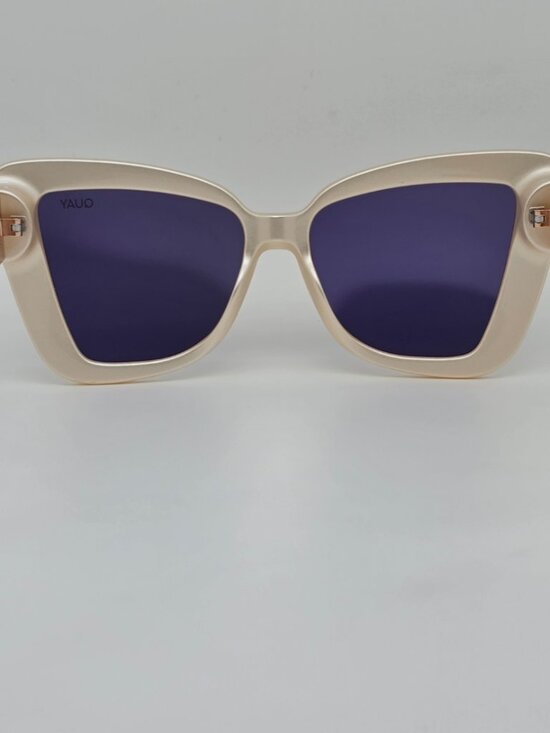 Quay Australia Chain Reaction Pearl Frame Gold Mirror Lens Cat Eye Sunglasses main image 9